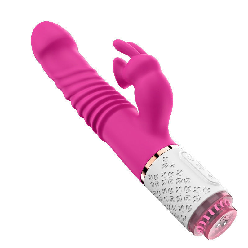 Lyserød Whirlwind Rabbit Vibrator i blød silikone med ribbet skaft og kraftfuld motor for intens stimulation