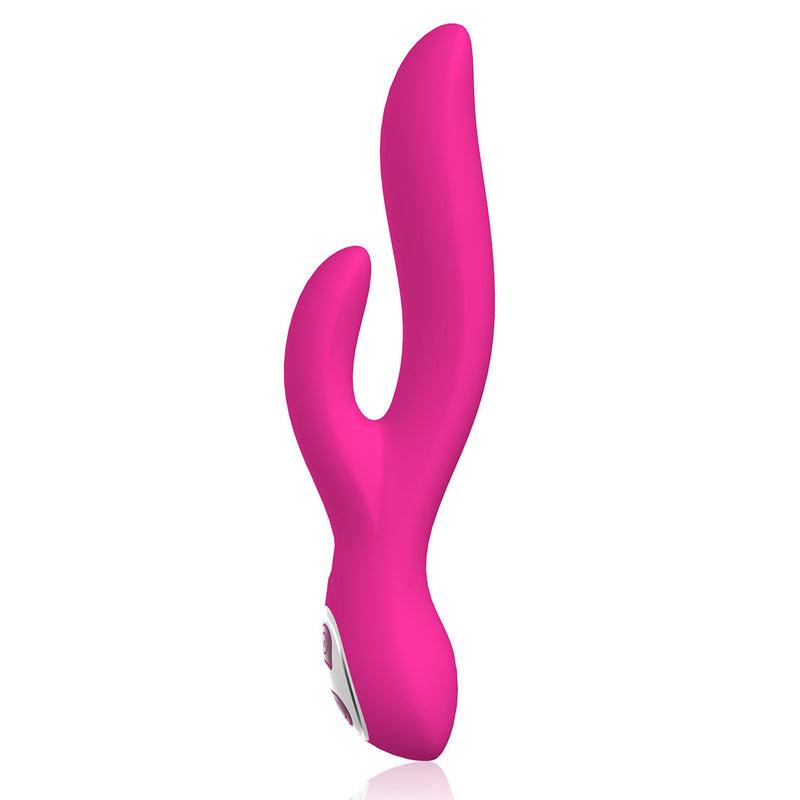 Zone opladelig silikone rabbit vibrator i pink med ergonomisk design og genopladning