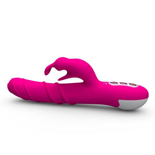 Khalifa silicone rabbit vibrator i lyserød med ergonomisk design og kraftfuld motor til intens stimulation.