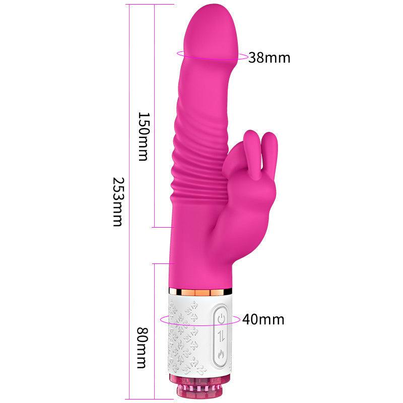 Whirlwind Rabbit Vibrator i pink silikone med mål og kraftfuld motor til intens stimulation