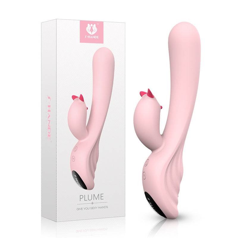 Plume LED light pink rabbit vibrator med ergonomisk design og LED-belysning for intim nydelse