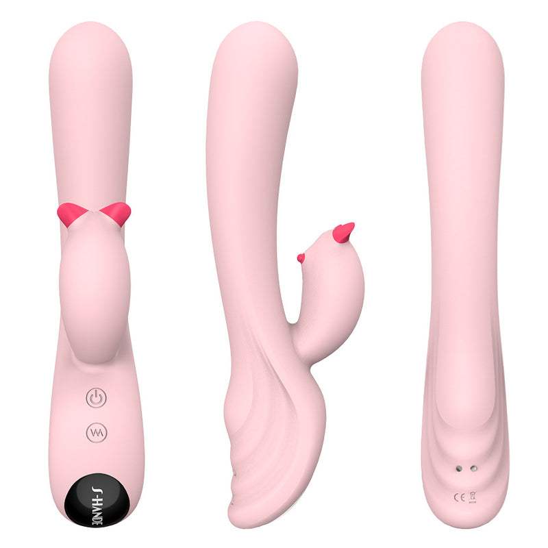 Plume LED light lyserød rabbit vibrator i silikone med LED-belysning og ergonomisk design