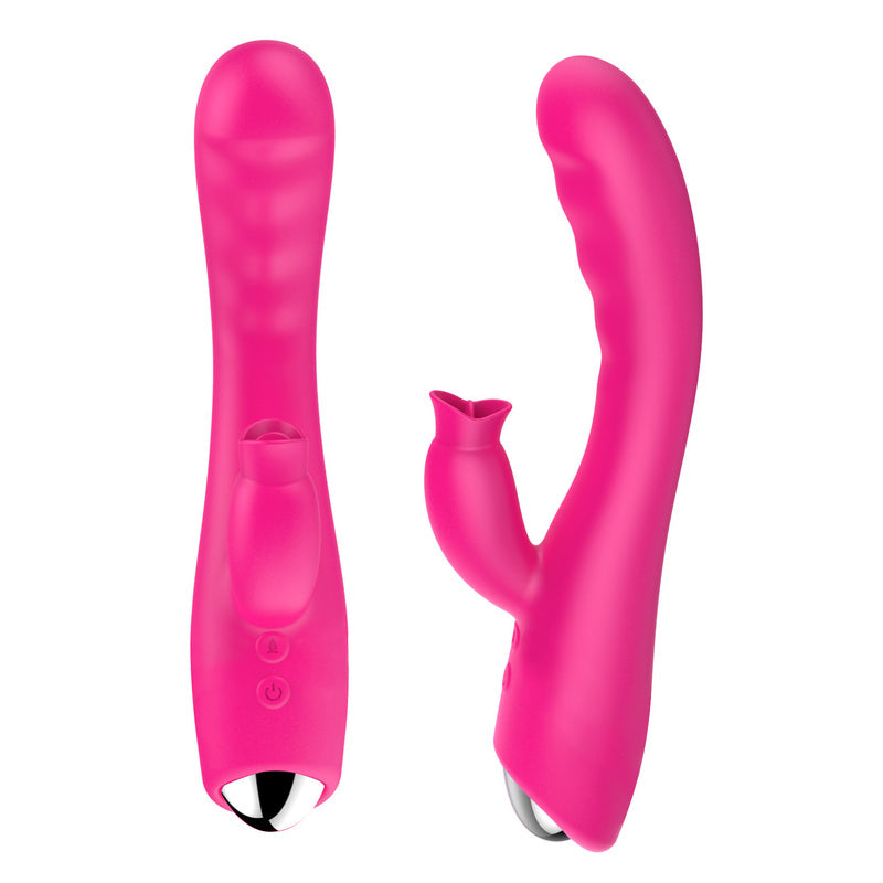 Pink Tongue Stimulation Rabbit Vibrator i silikone med unikt tunge-stimuleringsfunktion og ergonomisk design