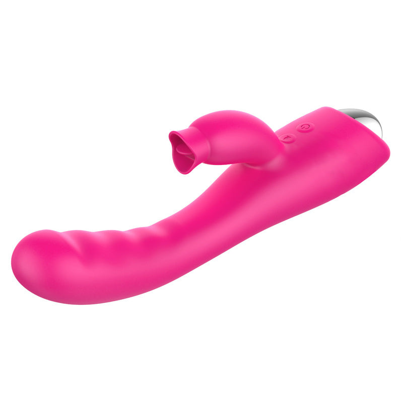 Pink Tongue Stimulation Rabbit Vibrator i blød silikone med unikt tunge-design og kompakt størrelse.