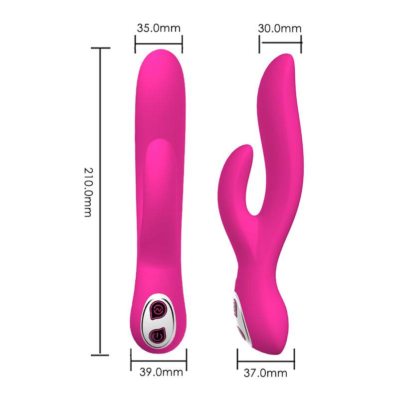 pink Zone genopladelig silikone rabbit vibrator med ergonomisk design og mål
