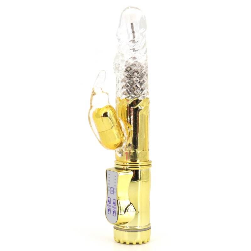 Guld Rabbit Waterproof Vibrator med TPR+ABS materiale og dual stimulation til klitoris og g-punktet