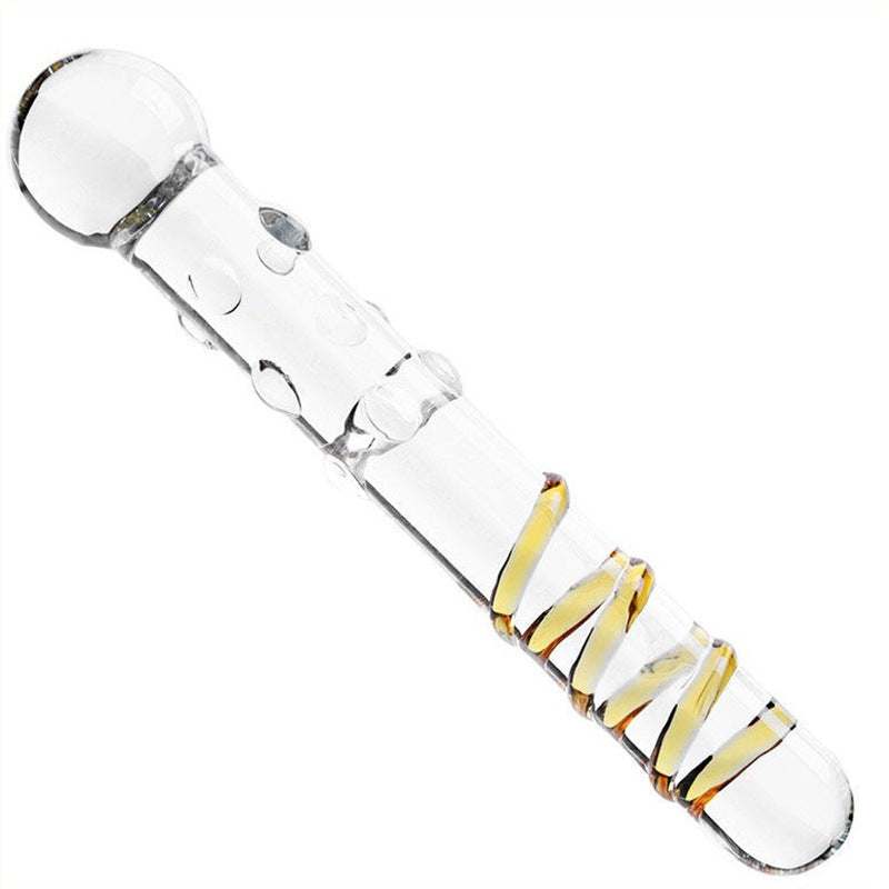 Magisk tryllestav glas anal plug med elegant guldspiral og glat overflade for luksuriøs stimulation