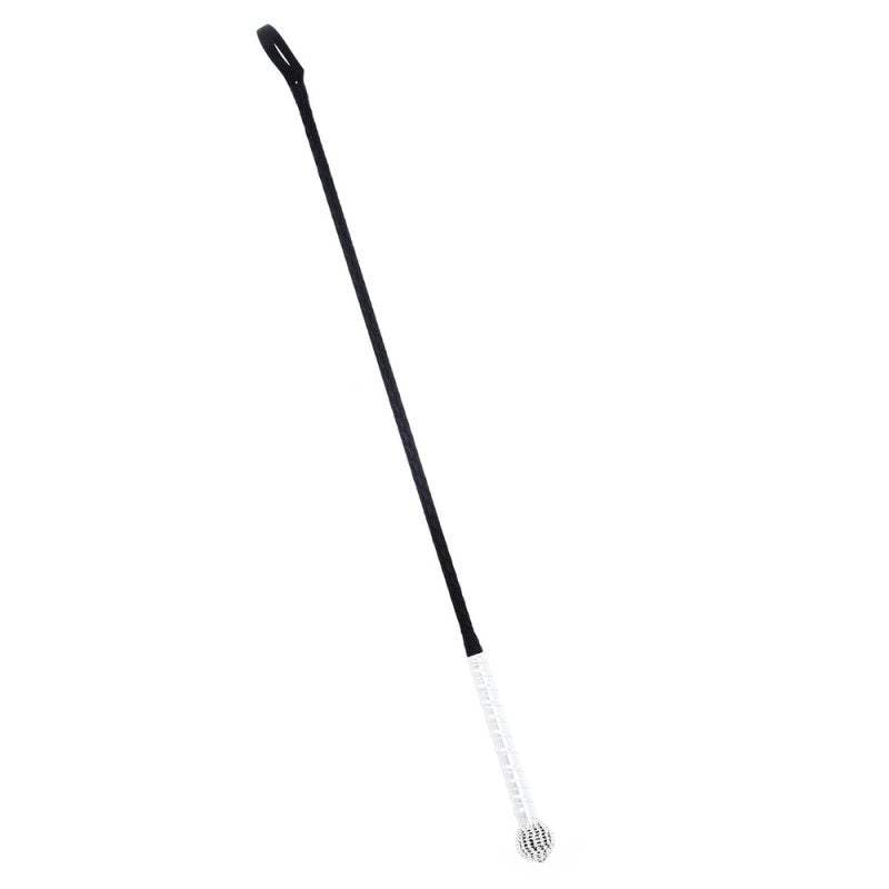 Sort Diamonds Handle Bondage Crop med glitrende sten og syntetisk læder håndtag, 45 cm lang