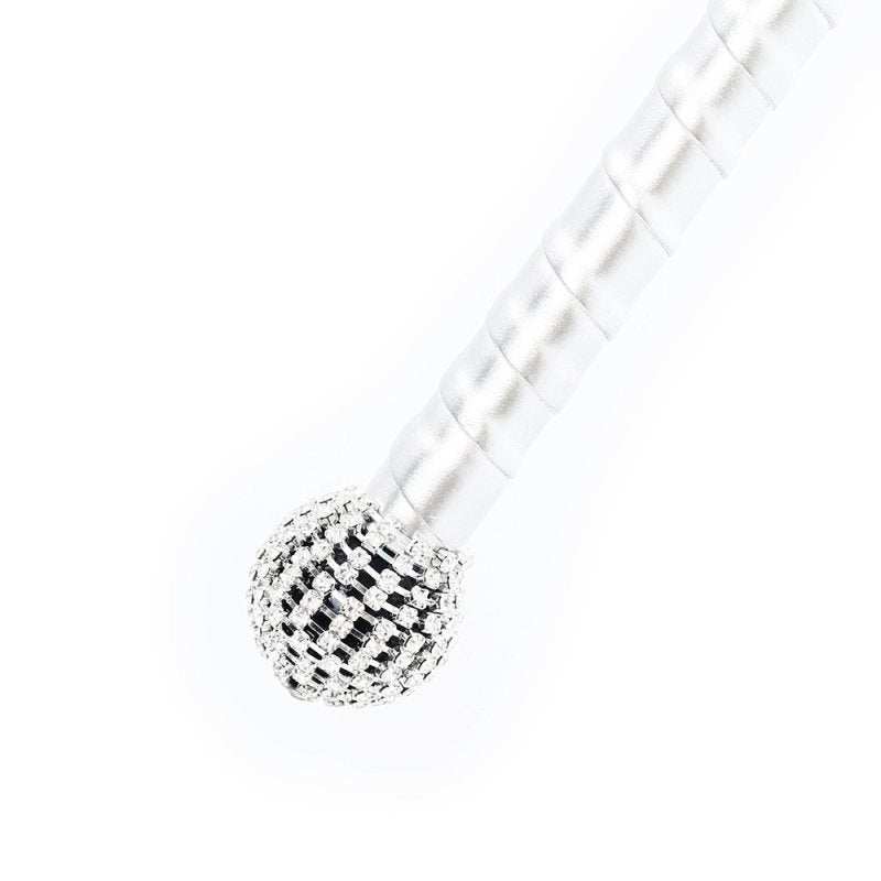 Diamonds Handle Bondage Crop med glitrende sten og hvidt håndtag i syntetisk læder
