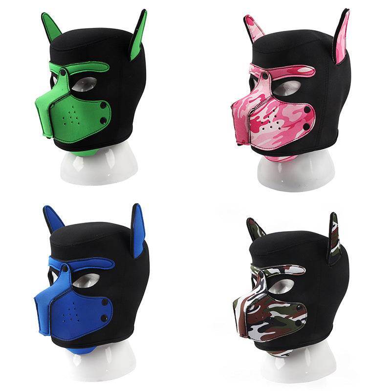 Dog Hood Bondage Hætte - Camouflage Lyserød