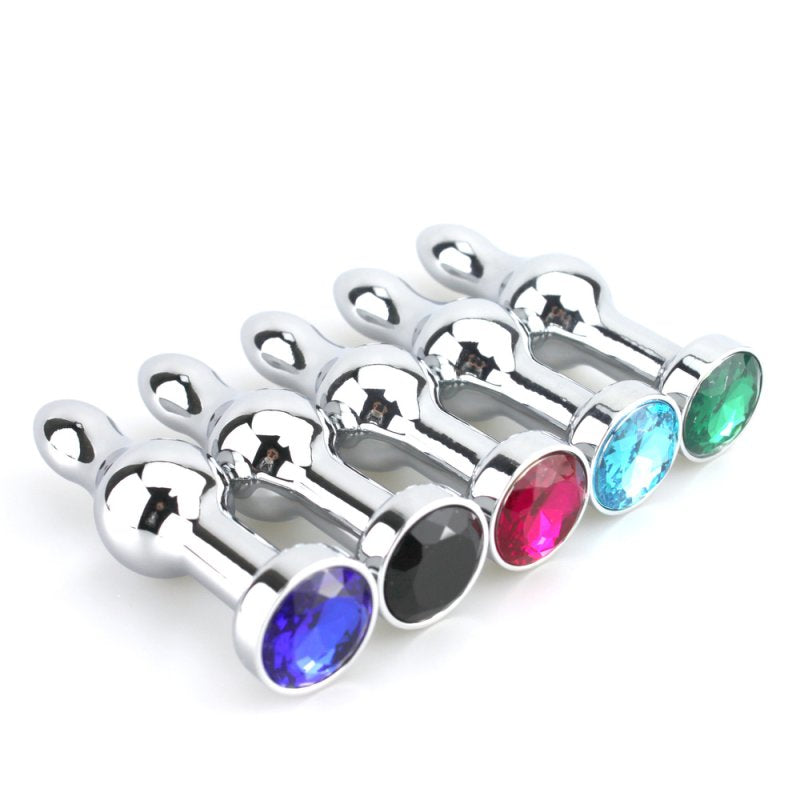 Avanceret Butt Plug i Aluminium - Sølv, Grøn Sten