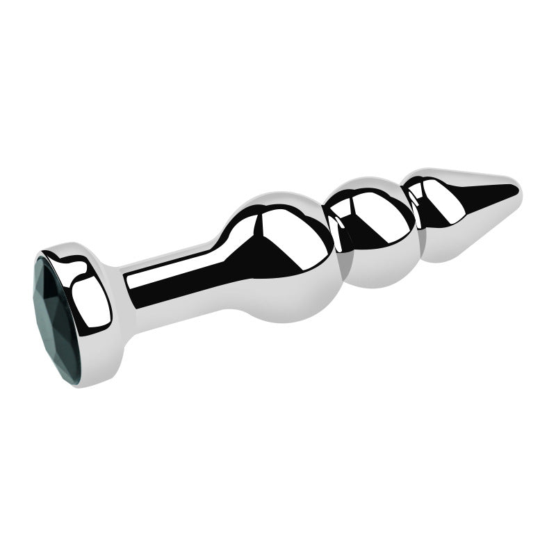 Avanceret Butt Plug i Aluminium - Sølv, Grøn Sten