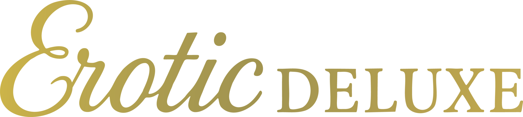 Gold Erotic Deluxe logo text on transparent background