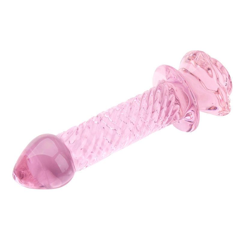 Pink glas Flower Thread Butt Plug med glat, blomsterformet tråddesign til anal stimulation